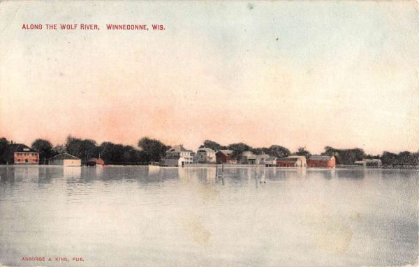 Winneconne Wisconsin Wolf River Waterfront Antique Postcard K100436