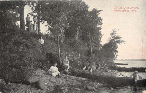 Winneconne Wisconsin Lake Shore Waterfront Antique Postcard K100437
