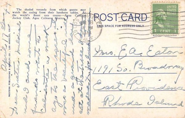 Agua Caliente Mexico Jockey Club and Race Track Antique Postcard J78107 - Image 2