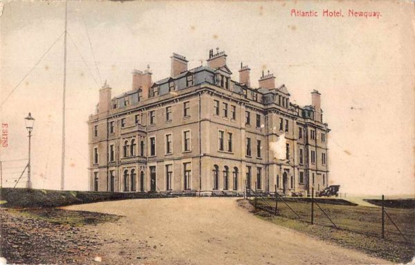 Newquay England Atlantic Hotel Exterior View Antique Postcard J78113