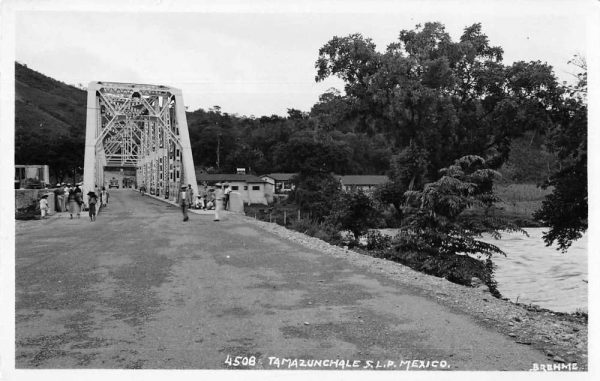 Tamazunchale Mexico Street Scene Bridge Real Photo Antique Postcard J78127