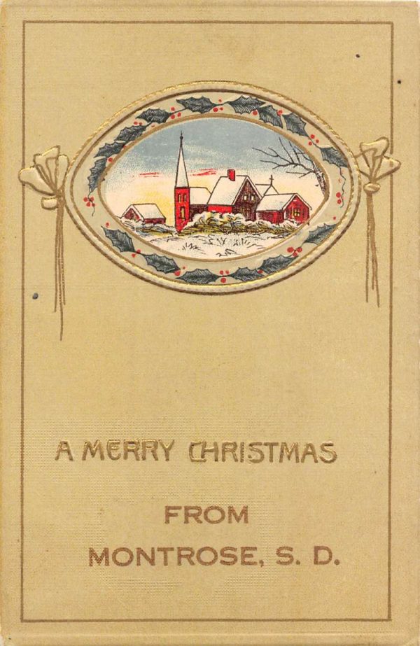 Montrose South Dakota Merry Christmas Village Scene Antique Postcard K100660