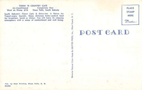 Sioux Falls South Dakota Town N Country Cafe Interior Vintage Postcard K100666 - Image 2