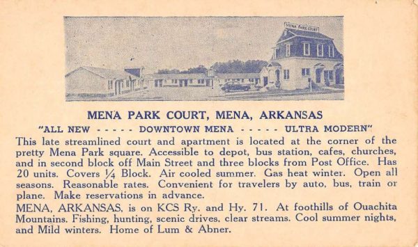 Mena Arkansas Park Court Street View Antique Postcard K100717