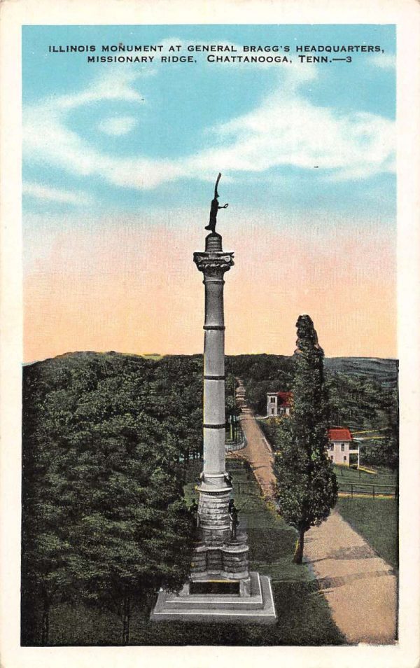 Chattanooga Tennessee Braggs Headquarters Monument Antique Postcard K100802