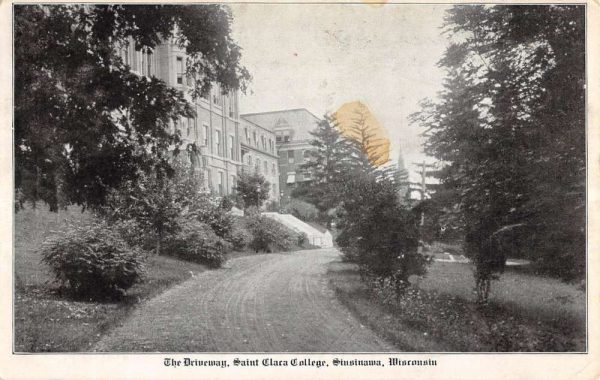 Sinsinawa Wisconsin Saint Clara College Driveway Antique Postcard K100815