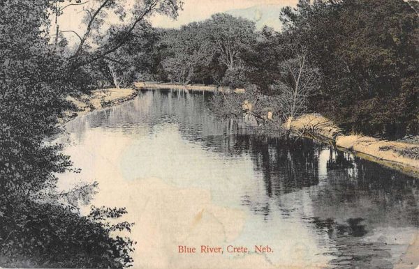 Crete Nebraska Blue River Waterfront Antique Postcard K100884
