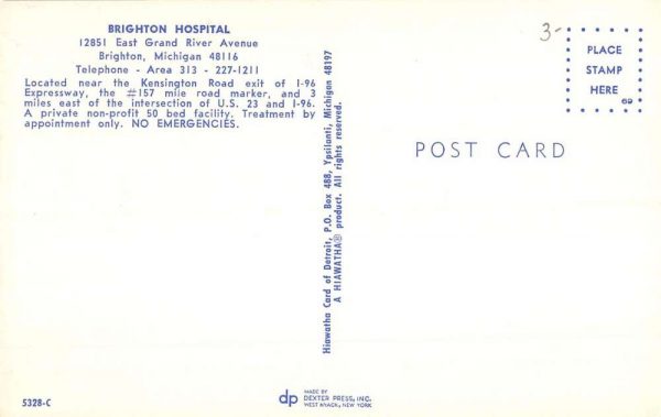 Brighton Michigan Hospital Street View Vintage Postcard K100999 - Image 2