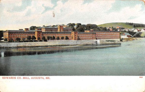 Augusta Maine Edwards Co Mill Waterfront Antique Postcard K101092