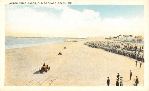 Old Orchard Beach Maine Automobile Races Birdseye View Antique Postcard K101107