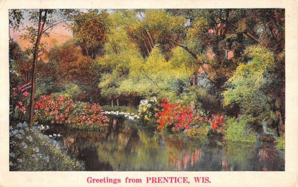 Prentice Wisconsin Scenic Waterfront Greeting Antique Postcard K101198