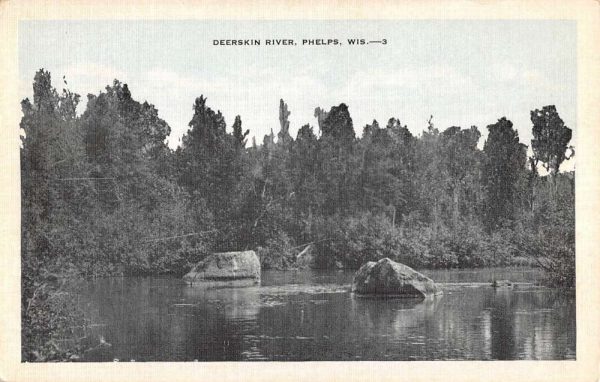 Phelps Wisconsin Deerskin River Waterfront Antique Postcard K101203