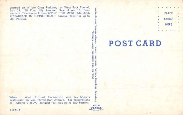 West Hartford Connecticut Les Shaws Restaurant Interior Vintage Postcard K101232 - Image 2