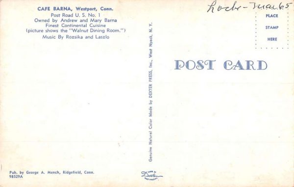 Westport Connecticut Cafe Barna Interior Vintage Postcard K101234 - Image 2