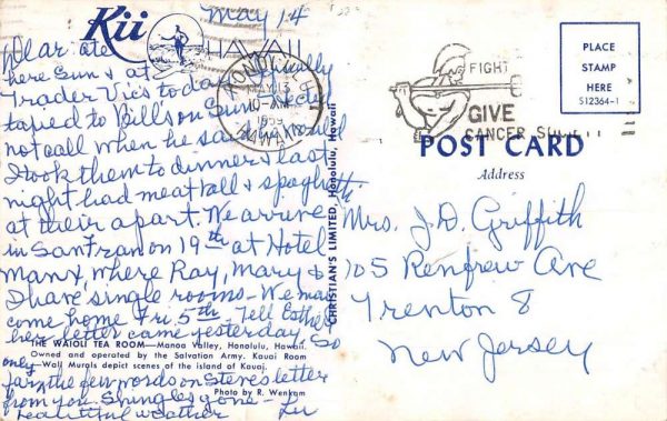 Honolulu Hawaii Waioli Tea Room Interior Vintage Postcard K101245 - Image 2