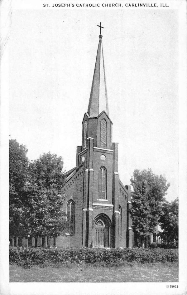 Carlinville Illinois St Josephs Catholic Church Antique Postcard K101480