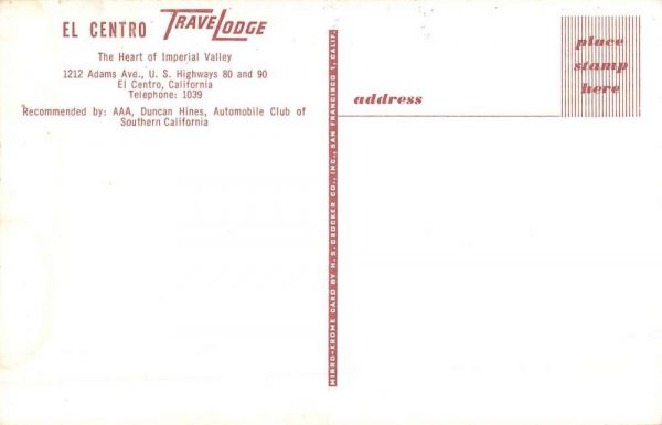 El Centro California Travelodge Street View Vintage Postcard K101505 - Image 2