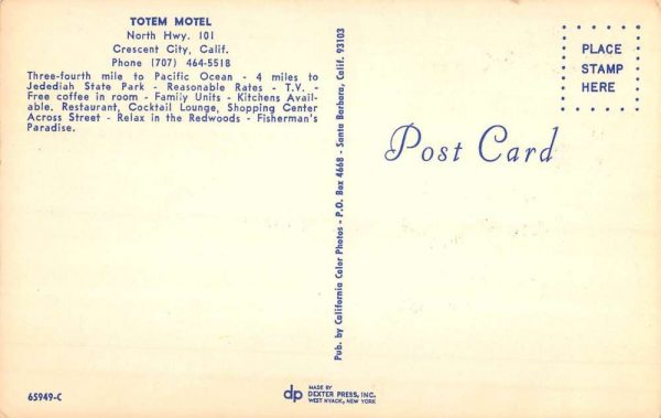 Crescent City California Totem Motel Multiview Vintage Postcard K101519 - Image 2