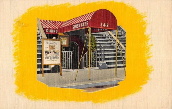 New York City Swiss Cafe Entrance Street View Antique Postcard K101573