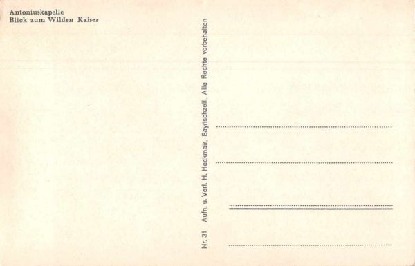 Wilden Kaiser Austria Antoniuskapelle Scenic View Antique Postcard J78751 - Image 2