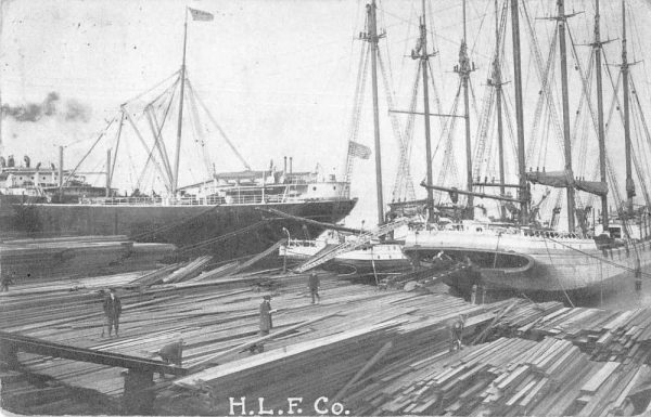 Ships at Dock Logging HLF Co Sent to Fillmore North Dakota Postcard J78757