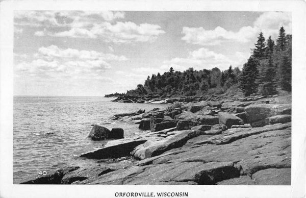 Orfordville Wisconsin Rocky Shoreline Waterfront Antique Postcard K101580