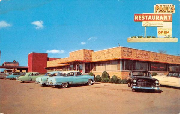 Detroit Michigan Pauls Steak House Street View Vintage Postcard K101616