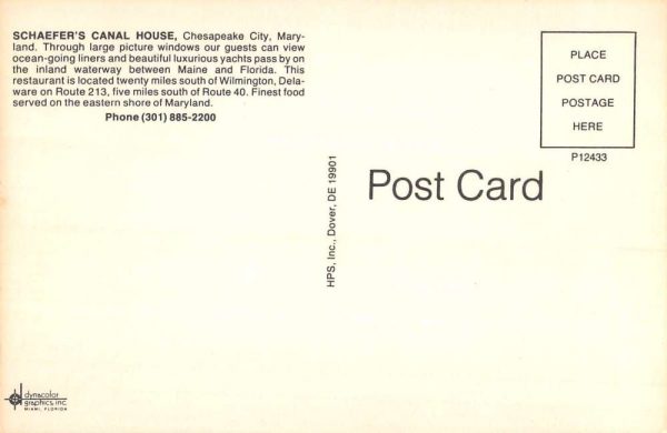 Chespeake City Maryland Schaefers Canal House Interior Vintage Postcard K101690 - Image 2