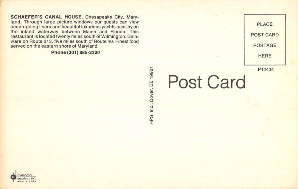 Chespeake City Maryland Schaefers Canal House Birdseye View Postcard K101691 - Image 2