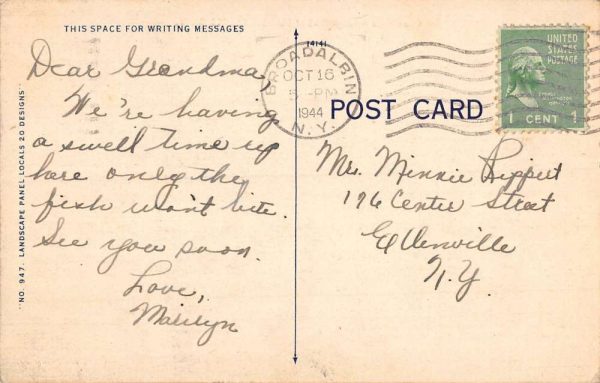 North Broadalbin New York Scenic Roadway Greeting Antique Postcard K101704 - Image 2