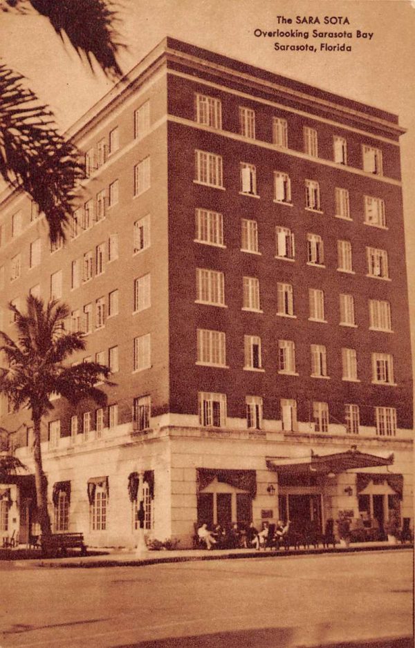 Sarasota Florida Hotel Street View Antique Postcard K101707