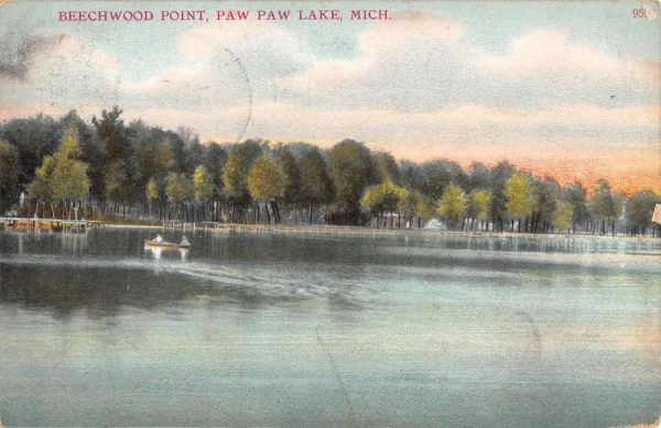 Paw Paw Lake Michigan Beechwood Point Waterfront Antique Postcard K101788