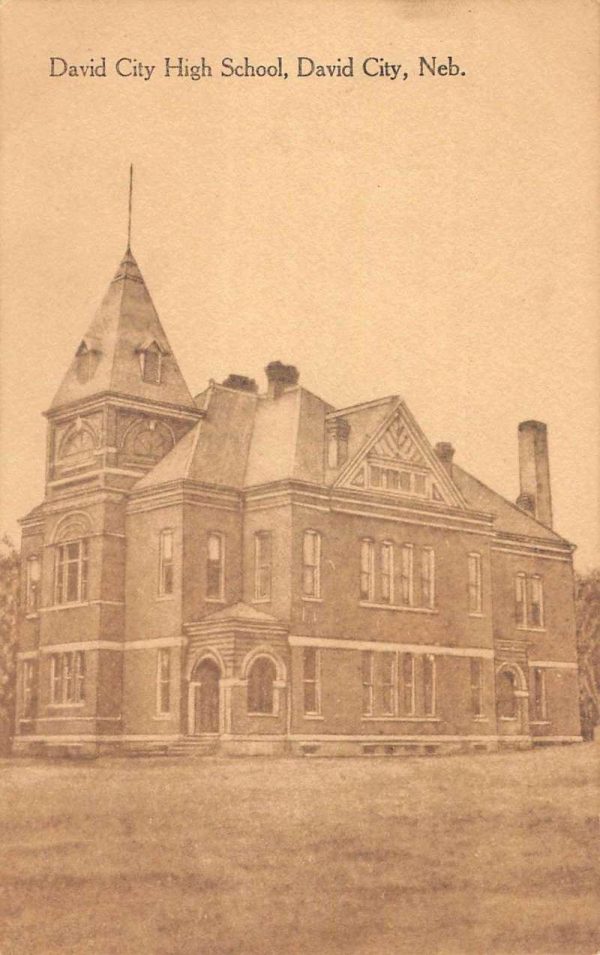David City Nebraska High School Street View Antique Postcard K101793