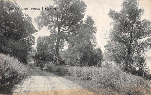 Lawton Michigan Scenic Roadway Greeting Antique Postcard K101796