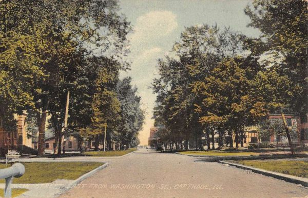 Carthage Illinois Main Street East Residential Antique Postcard K101801