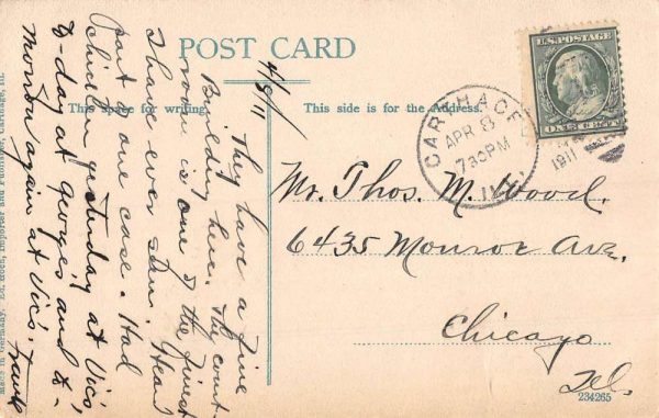 Carthage Illinois Court House Street View Antique Postcard K101802 - Image 2