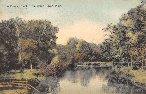 South Haven Michigan Black River Waterfront Antique Postcard K101808