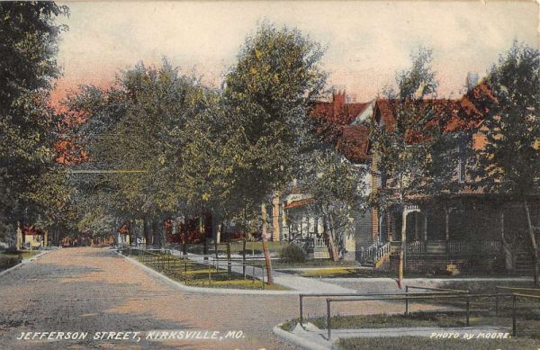 Kirskville Missouri Jefferson Street Scene Antique Postcard K101827