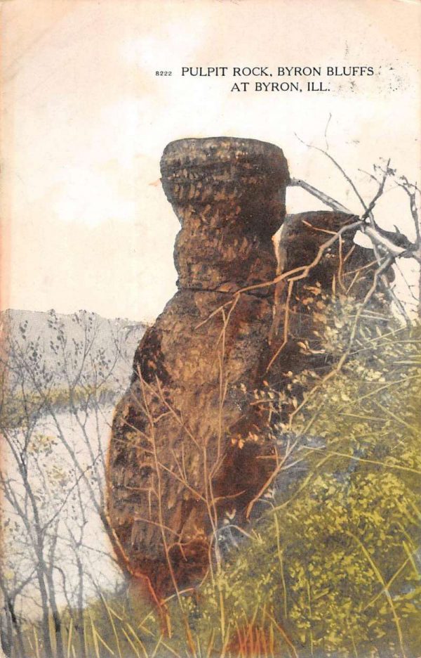 Byron Illinois Bluffs Pulpit Rock Scenic View Antique Postcard K101839
