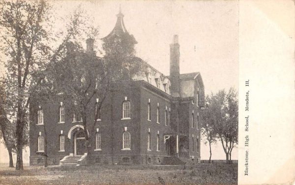 Mendota Illinois Blackstone High School Street View Antique Postcard K101841