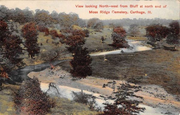 Carthage Illinois Moss Ridge Cemetery Birdseye View Antique Postcard K101844