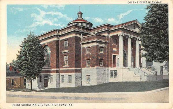 Richmond Kentucky First Christian Church Street View Antique Postcard K101879