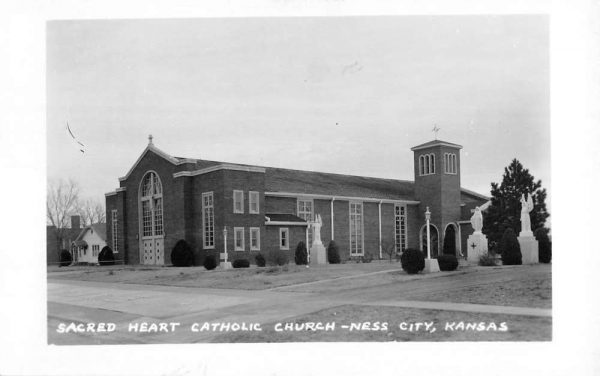 Ness City Kansas Sacred Heart Catholic Church Real Photo Postcard K101890