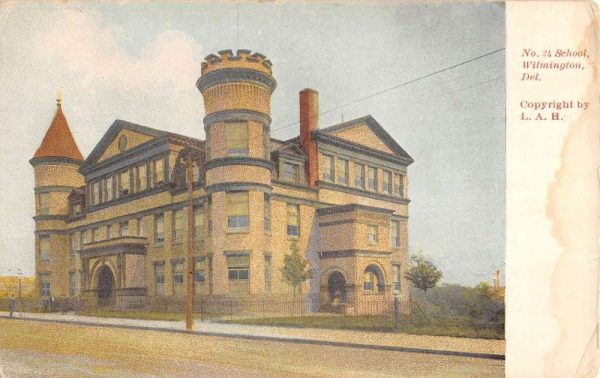 Wilmington Delaware School Street View Antique Postcard K101925