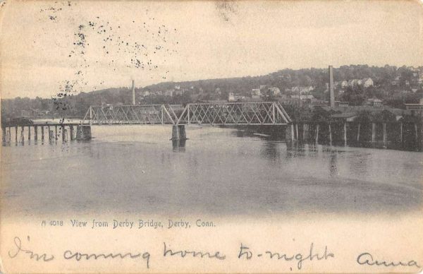 Derby Connecticut Bridge Waterfront Antique Postcard K101935