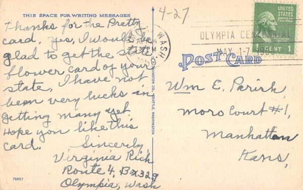 Olympic Peninsula Washington Sportsman Tourist Map Antique Postcard K101937 - Image 2