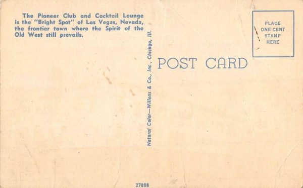 Las Vegas Nevada Pioneer Club Street View Antique Postcard K101960 - Image 2