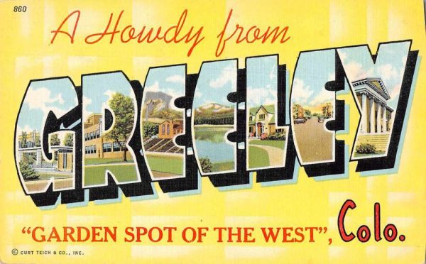 Greeley Colorado A Howdy From large letter antique pc Z49728