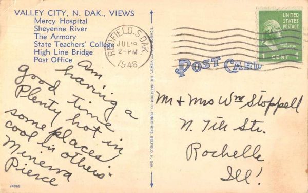 Valley City North Dakota Greetings From large letter linen antique pc Z49730 - Image 2
