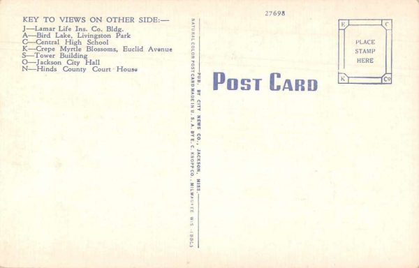 Jackson Mississippi Greetings From scenic views large letter antique pc Z49747 - Image 2